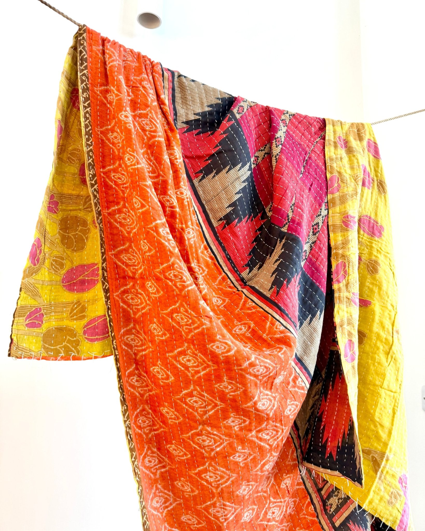 Sari Fabric Kantha Quilt 32 - Biggs & Hill