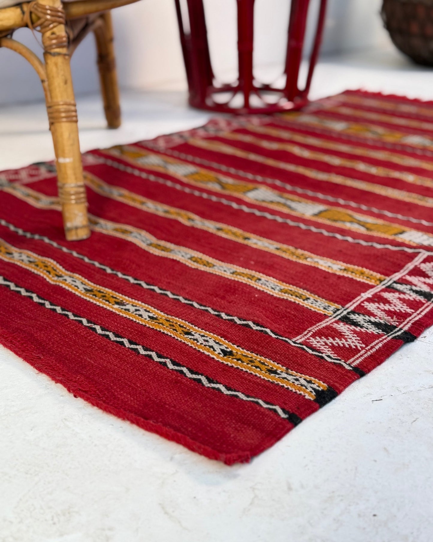 Red Vintage Moroccan Wool Kilim Rug - Biggs & Hill