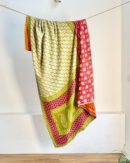 Vintage Sari Kantha Quilt #14