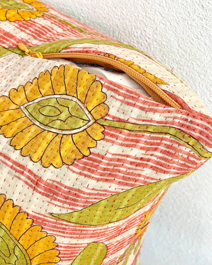 Handmade Vintage Kantha Cushion Cover In Retro Floral - 45cm (18") - Biggs & Hill