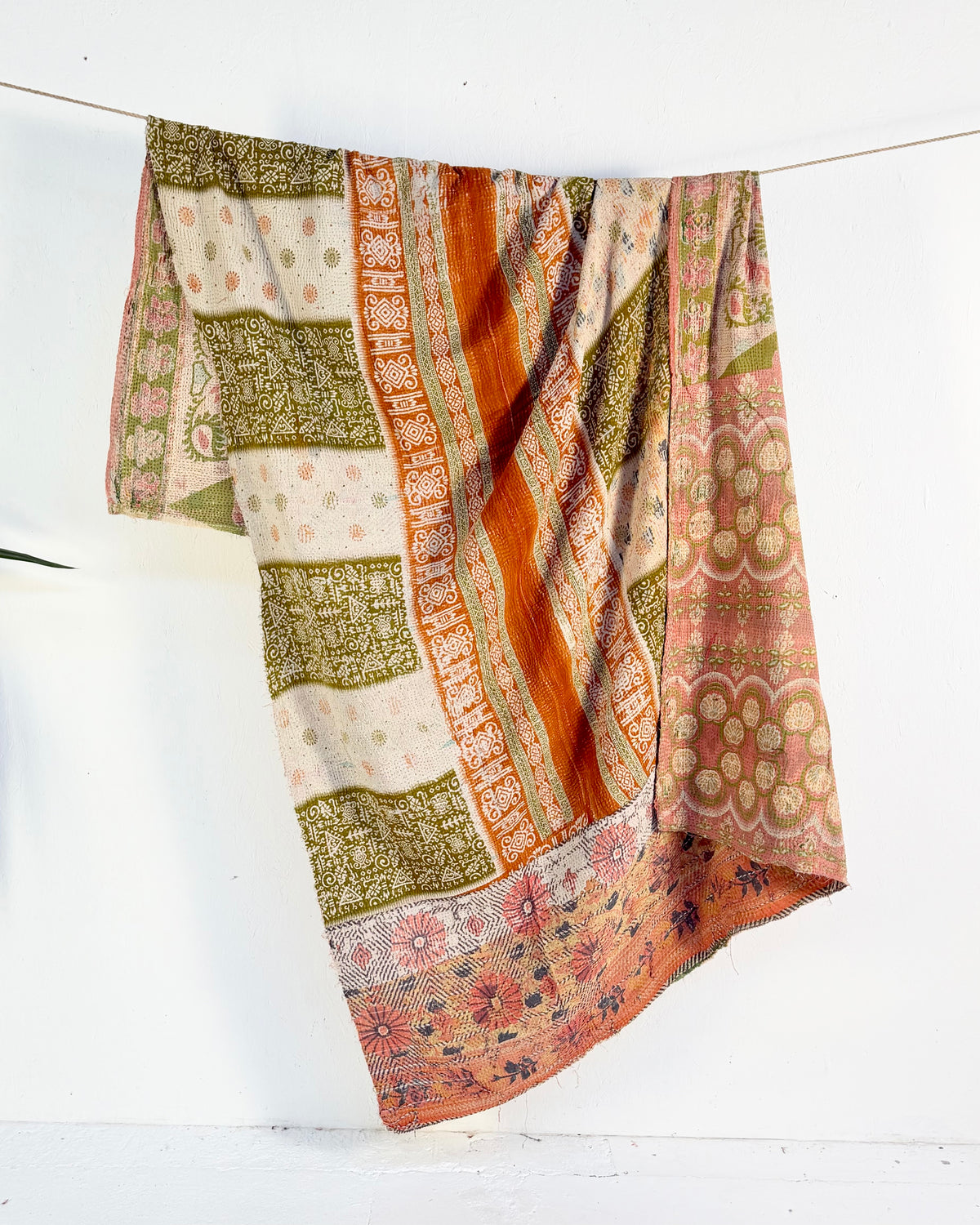 Project Kantha Quilt: Green and Orange