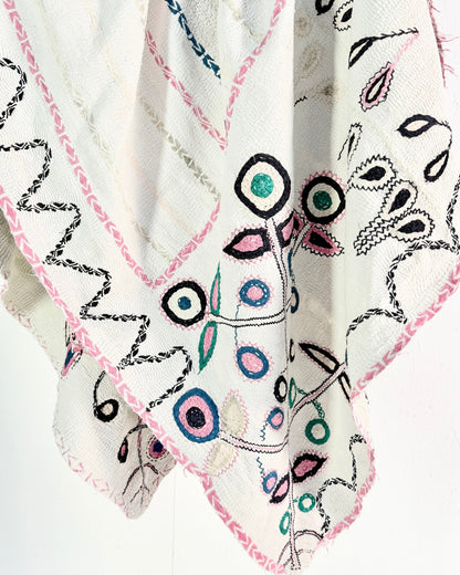 Project Kantha Quilt: White Nakshi Kantha With Tree Of Life Embroidery