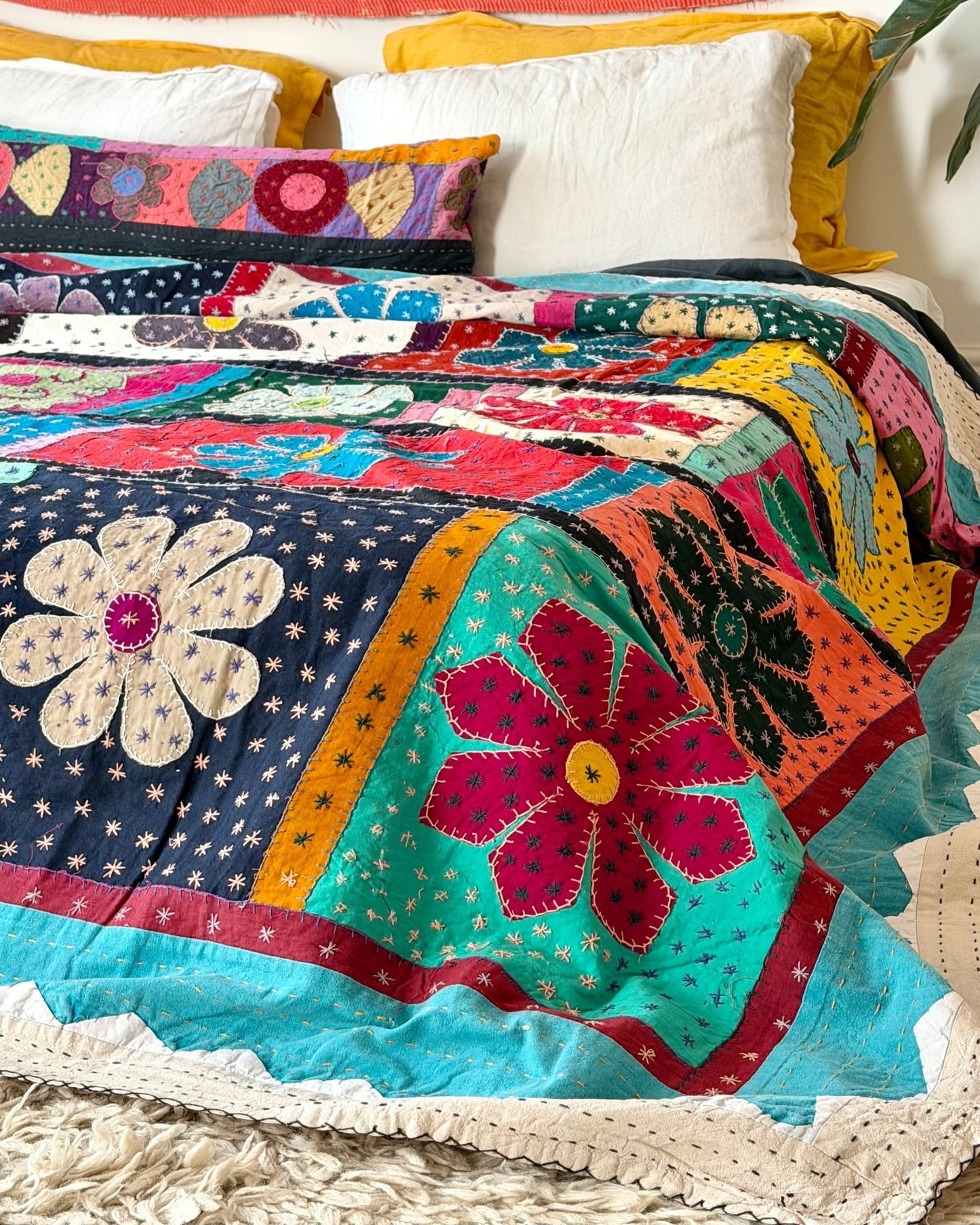 Patchwork Hand Stitched Jogi Bedspread 10 - King Size - Biggs & Hill