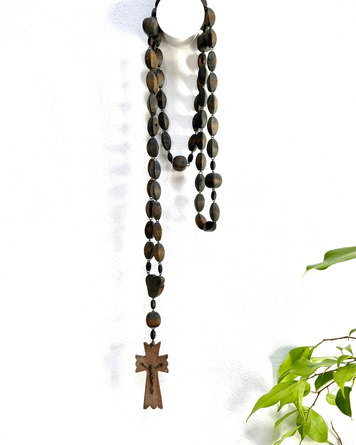 Vintage French Lourdes Rosary (Chapelet) – Wooden Pilgrimage Beads