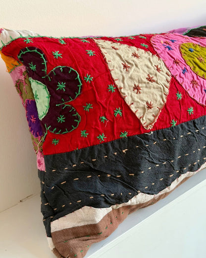 Patchwork Hand Stitched Reversible Bolster Cushion 01 - 80cm - Biggs & Hill