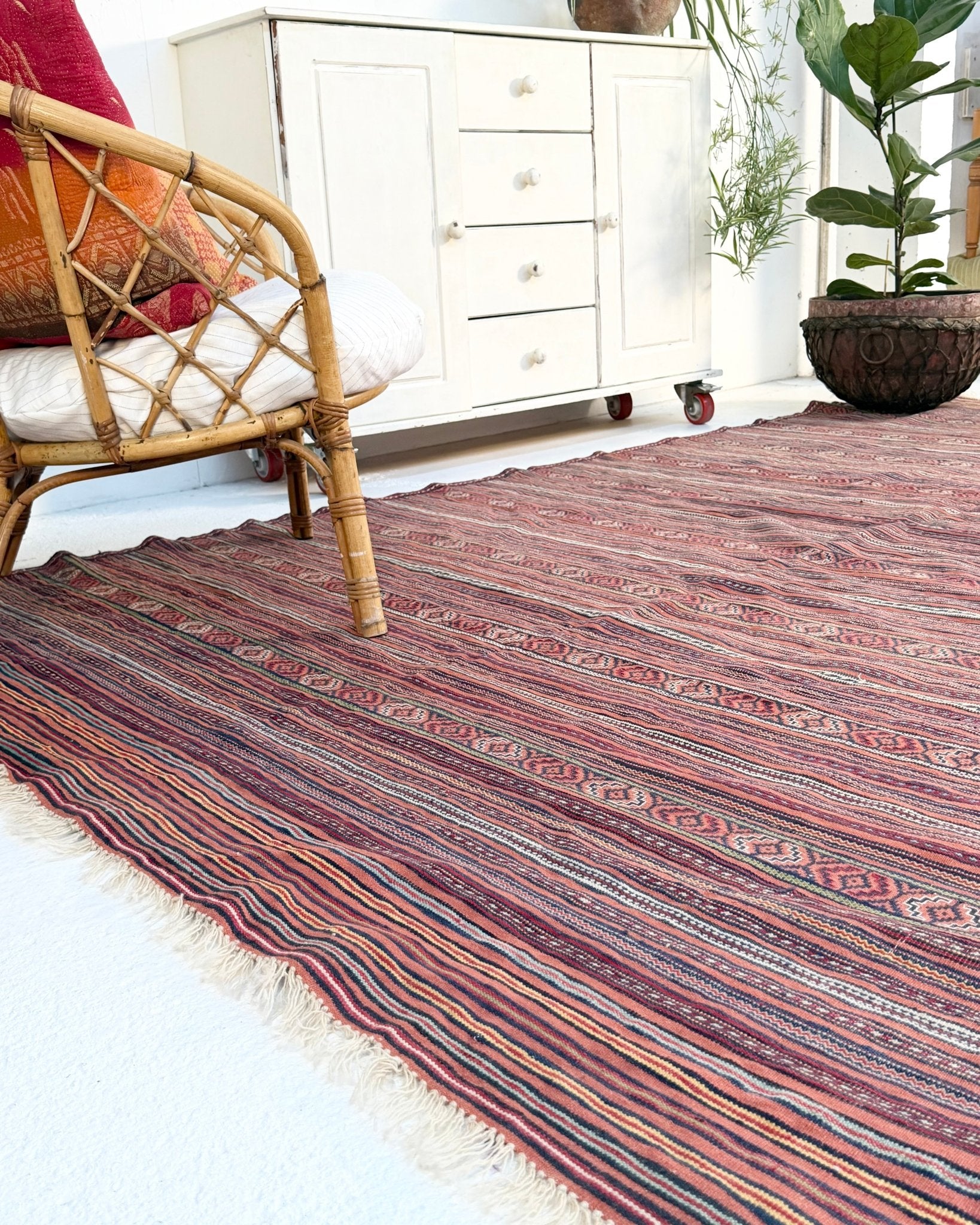 Red and Yellow Vintage Afghan Kilim Rug - Biggs & Hill