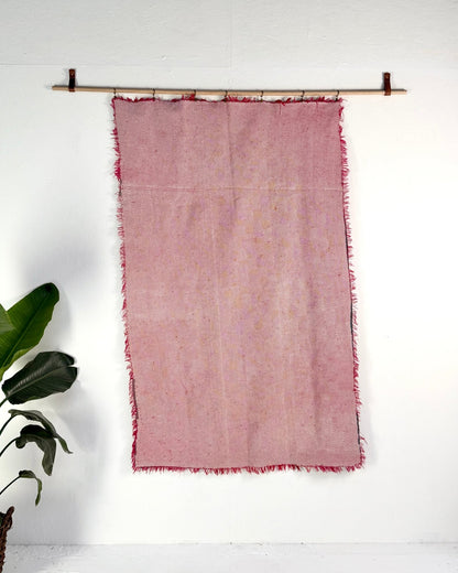 Large Heavy Kantha Blanket Quilt With Lik Phul Stitching In Forest Green and Pink - Biggs & Hill