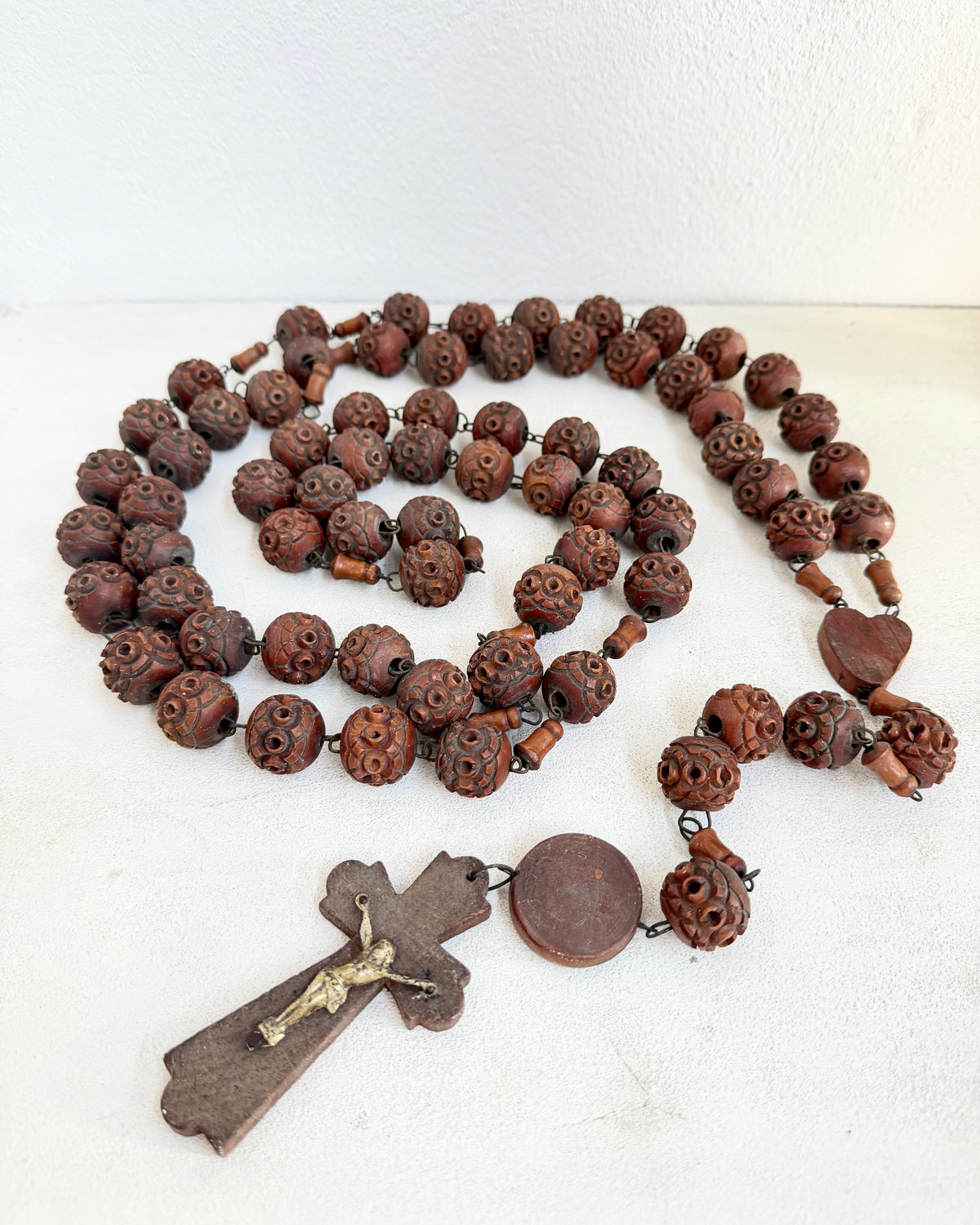 Vintage French Lourdes Rosary (Chapelet) – Wooden Pilgrimage Beads