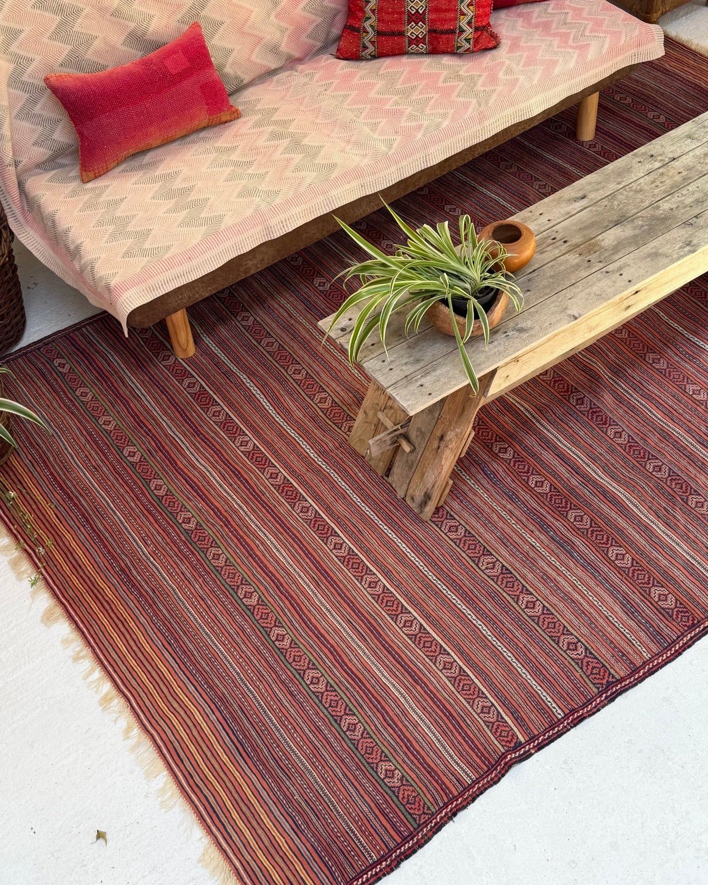 Red and Yellow Vintage Afghan Kilim Rug - Biggs & Hill