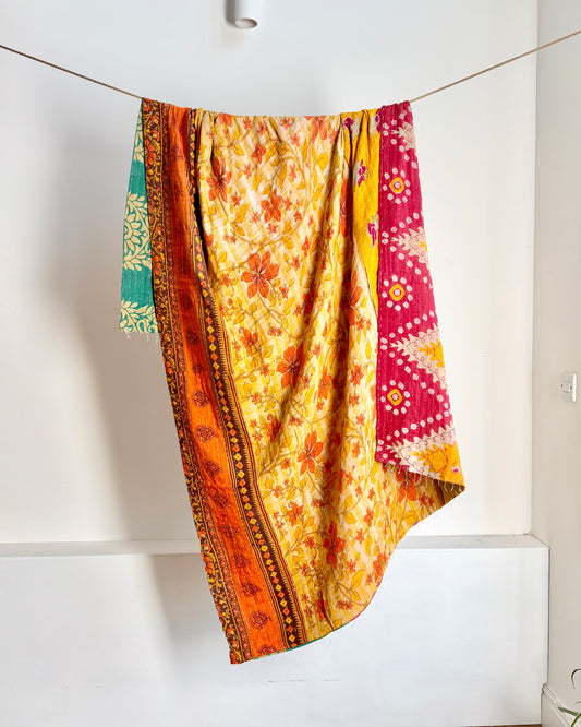 Vintage Sari Kantha Quilt #12