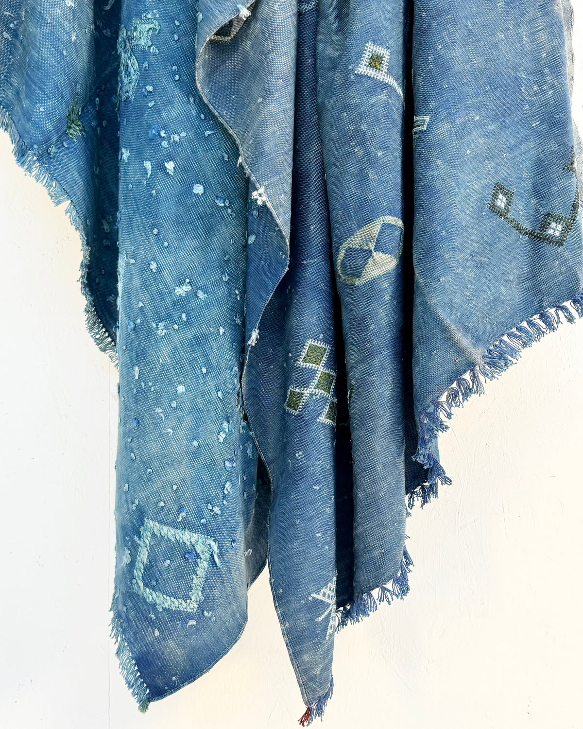 Enormous Hand Woven Moroccan Bedcover Made  Indigo “Sabra Silk”