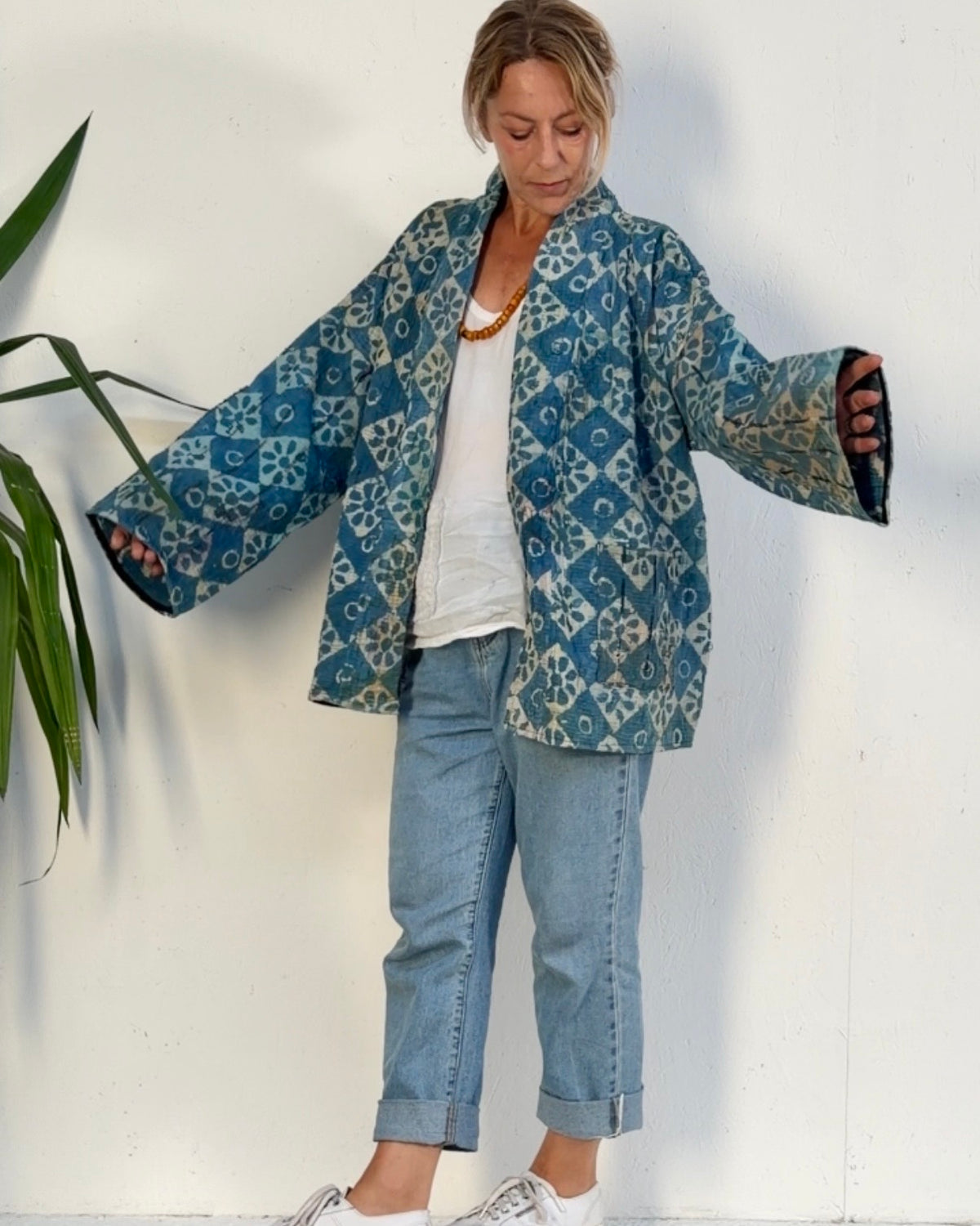Índigo Printed Kantha Jacket