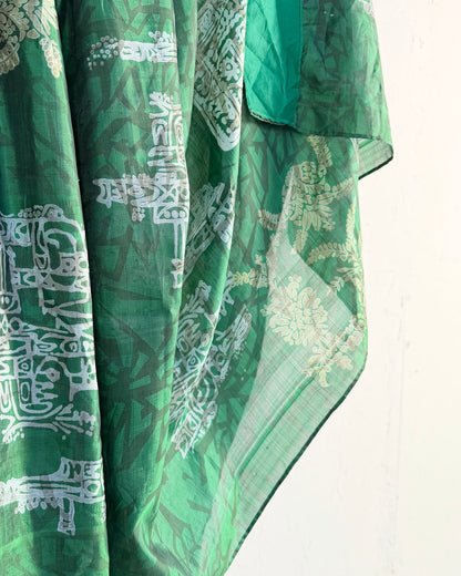 Preloved Silk Sari Length in Green 01