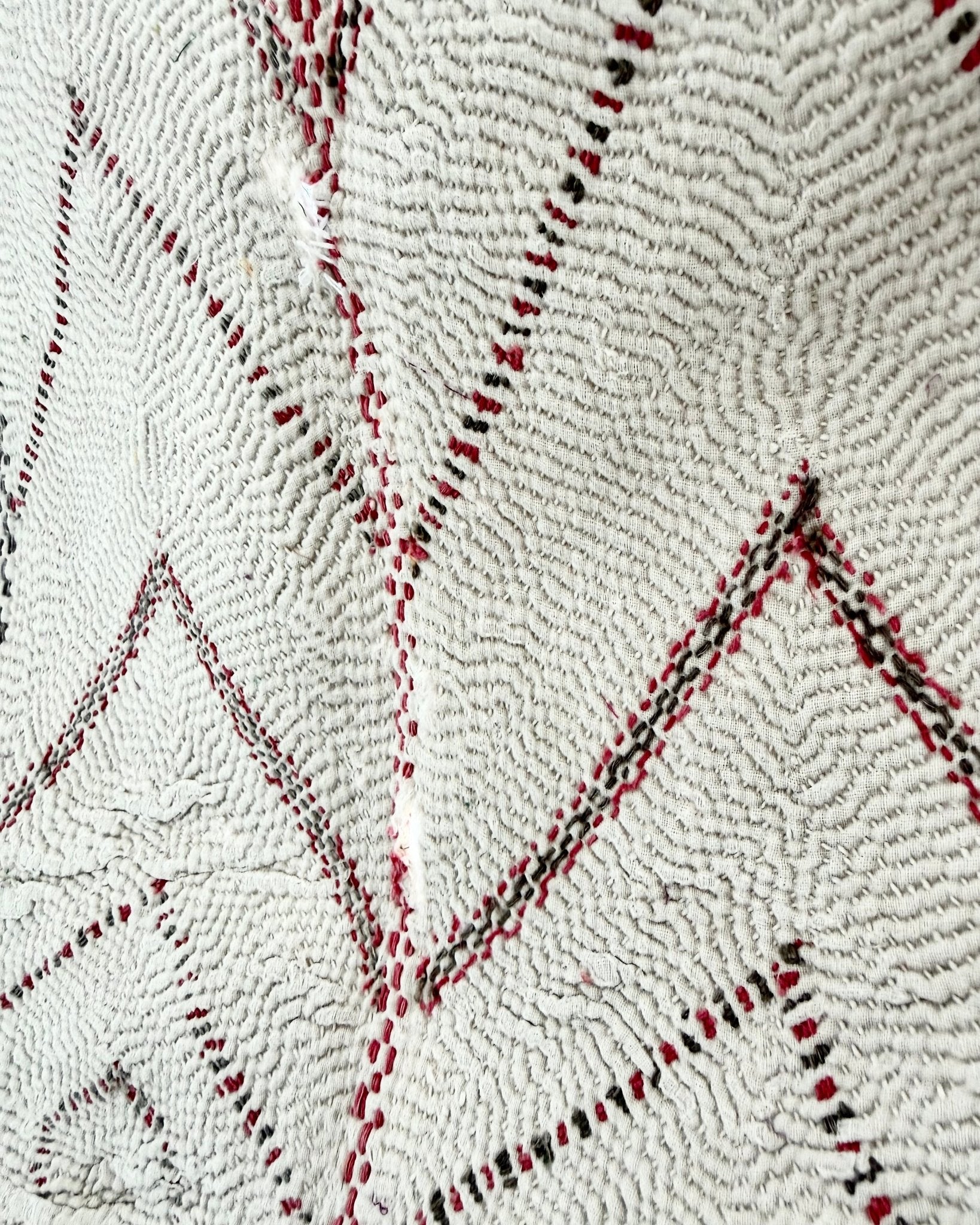 Project Kantha Quilt: Large Nakshi Kantha With Zig Zag Embroidery - Biggs & Hill