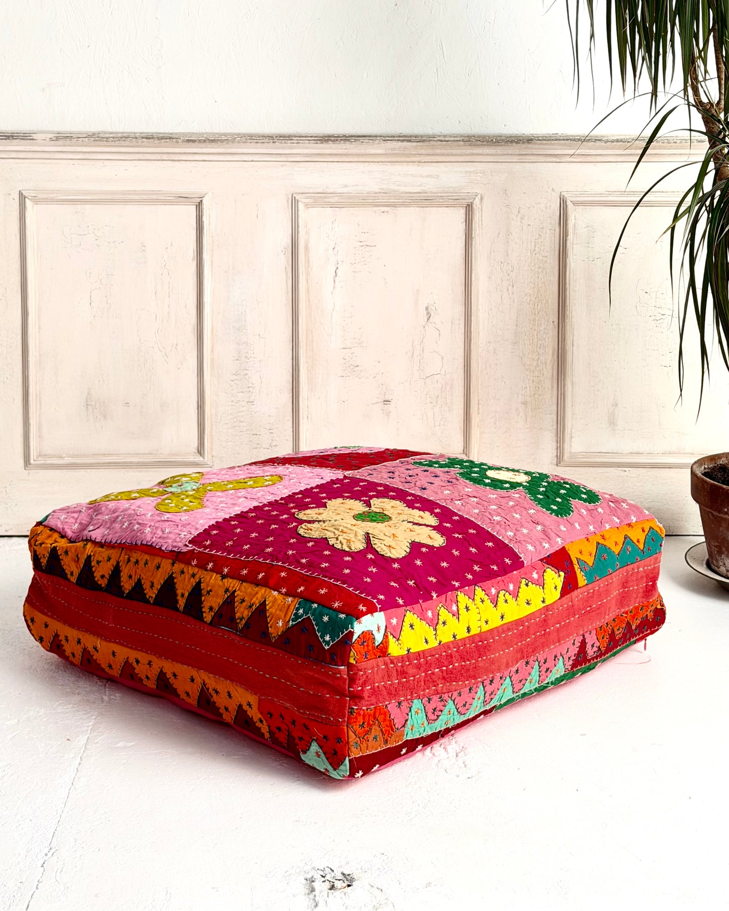 Large Square Patchwork Cotton Floor Cushion Cover
