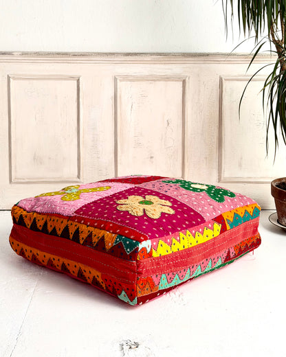 Large Square Patchwork Cotton Floor Cushion Cover