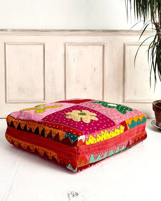Large Square Patchwork Cotton Floor Cushion Cover - Biggs & Hill