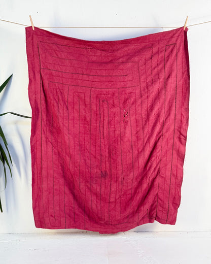 Project Kantha Quilt: Embroidered Deep Pink