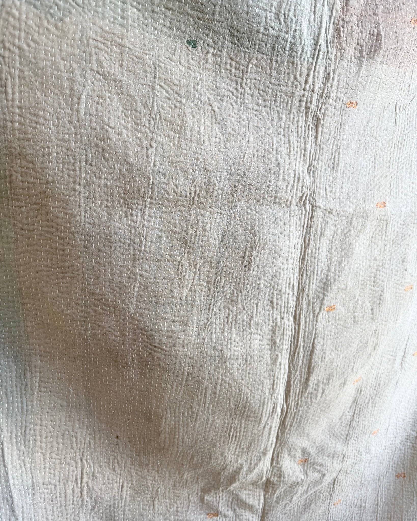 Project Kantha Quilt: Emerald Green and Beige - Biggs & Hill