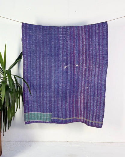 Project Kantha Quilt: Heavyweight Purple and Green with Rugged Stitching - Biggs & Hill