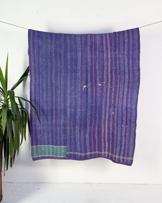 Project Kantha Quilt: Heavyweight Purple and Green with Rugged Stitching - Biggs & Hill