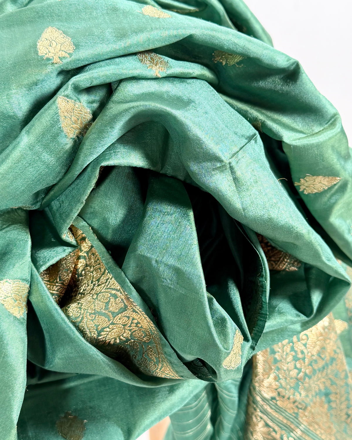 Preloved Silk Sari Length Sea Green 09