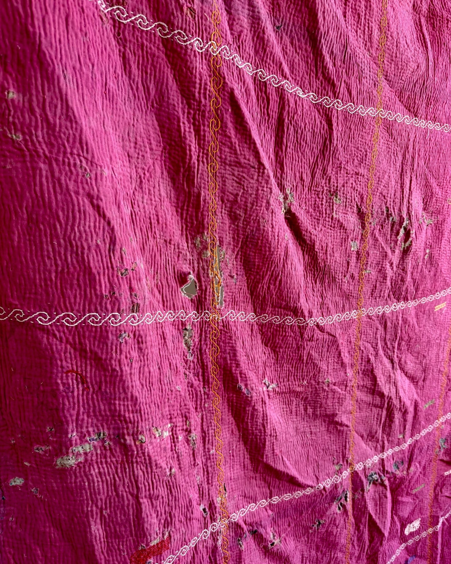 Project Kantha Quilt: Pink and Blue With Embroidery - Biggs & Hill