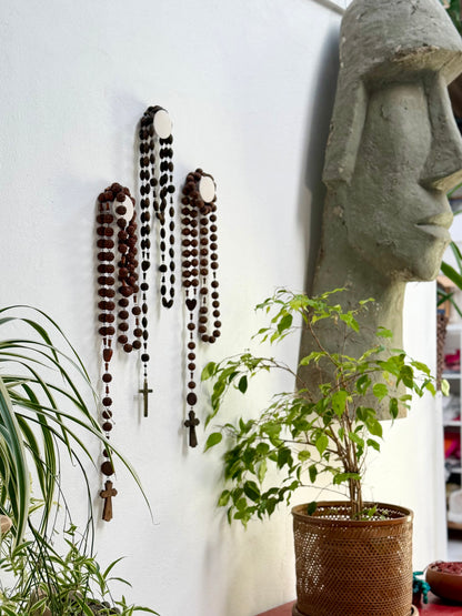 Vintage French Lourdes Rosary (Chapelet) – Wooden Pilgrimage Beads
