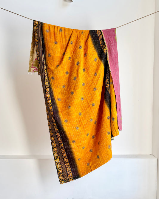 Vintage Sari Kantha Quilt #7