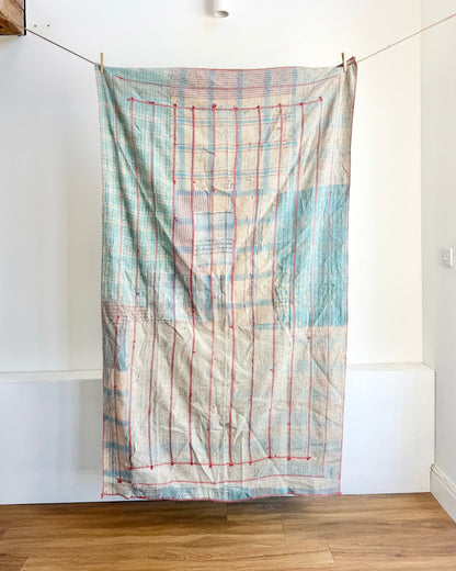 Project Kantha Quilt: Green and Blue with Embroidery - Biggs & Hill