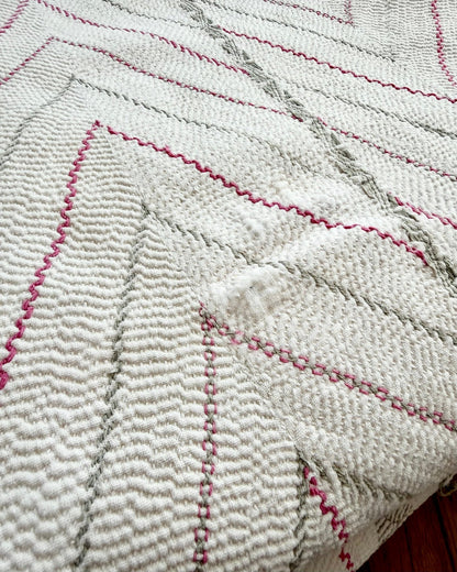 Large Antique Hand Embroidered White Nakshi Kantha From Bengal - Biggs & Hill