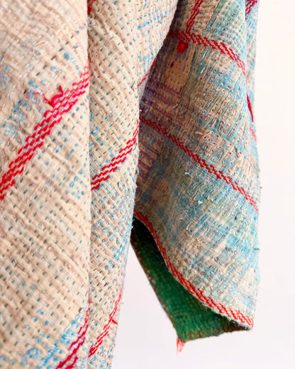 Project Kantha Quilt: Green and Blue with Embroidery - Biggs & Hill