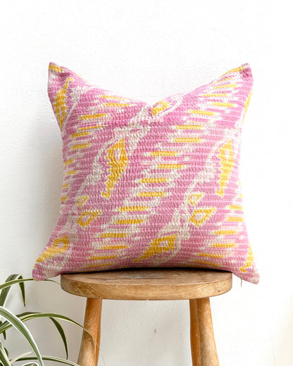 Handmade Vintage Kantha Cushion Cover In Pink - 45cm (18") Square