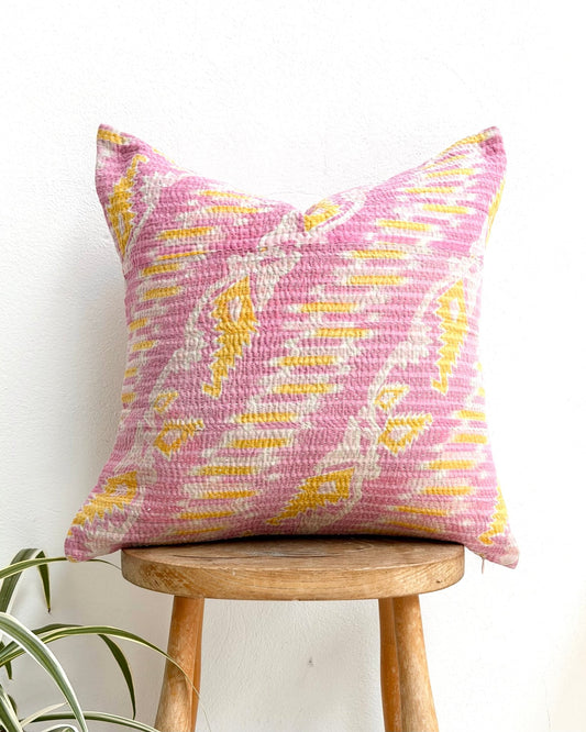 Handmade Vintage Kantha Cushion Cover In Pink - 45cm (18") Square - Biggs & Hill