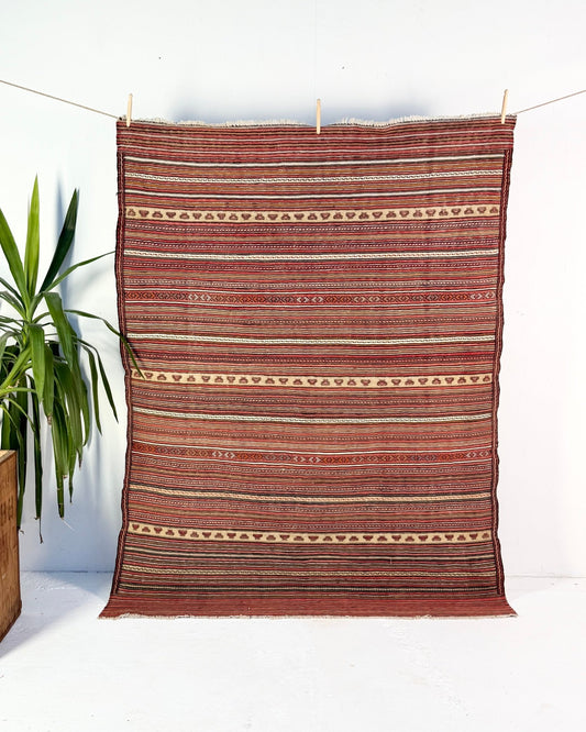 Red and Yellow Vintage Afghan Kilim Rug