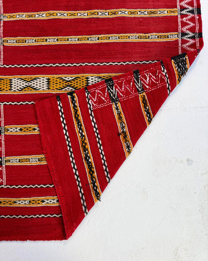 Red Vintage Moroccan Wool Kilim Rug - Biggs & Hill