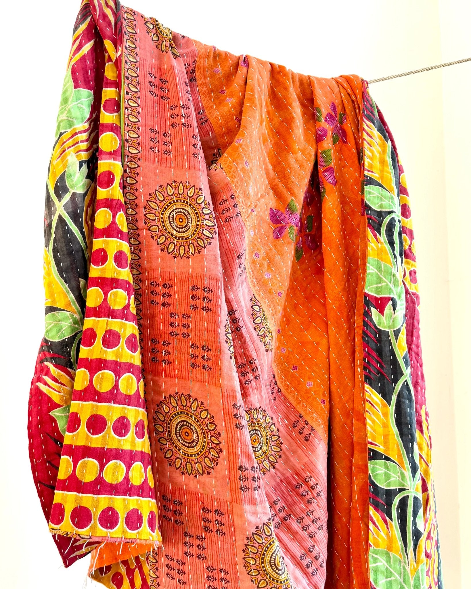 Sari Fabric Kantha Quilt 22 - Biggs & Hill