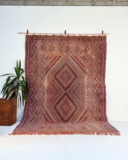 Vintage Afghan Handwoven Wool Tribal Soumac Area Rug - Biggs & Hill