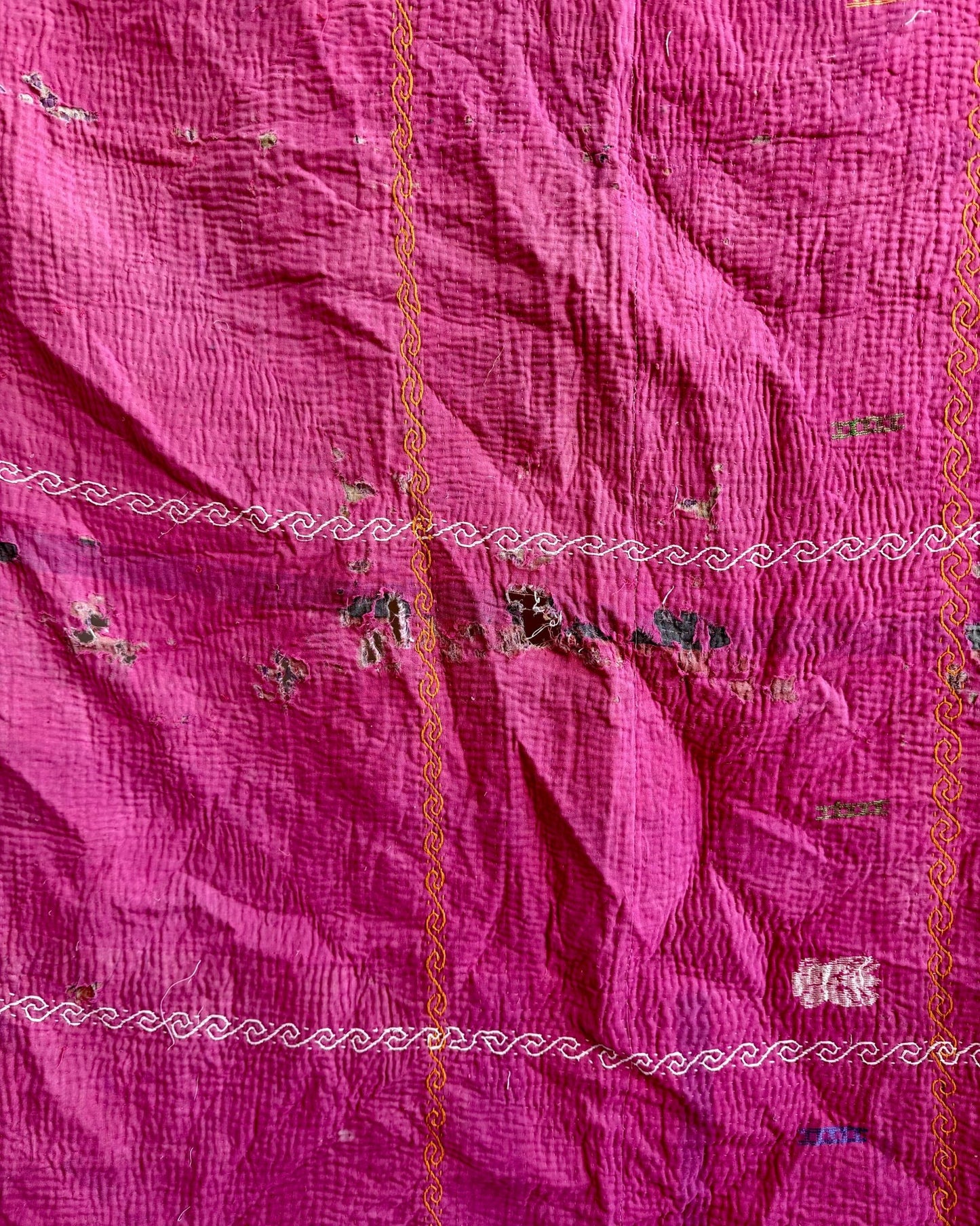 Project Kantha Quilt: Pink and Blue With Embroidery - Biggs & Hill