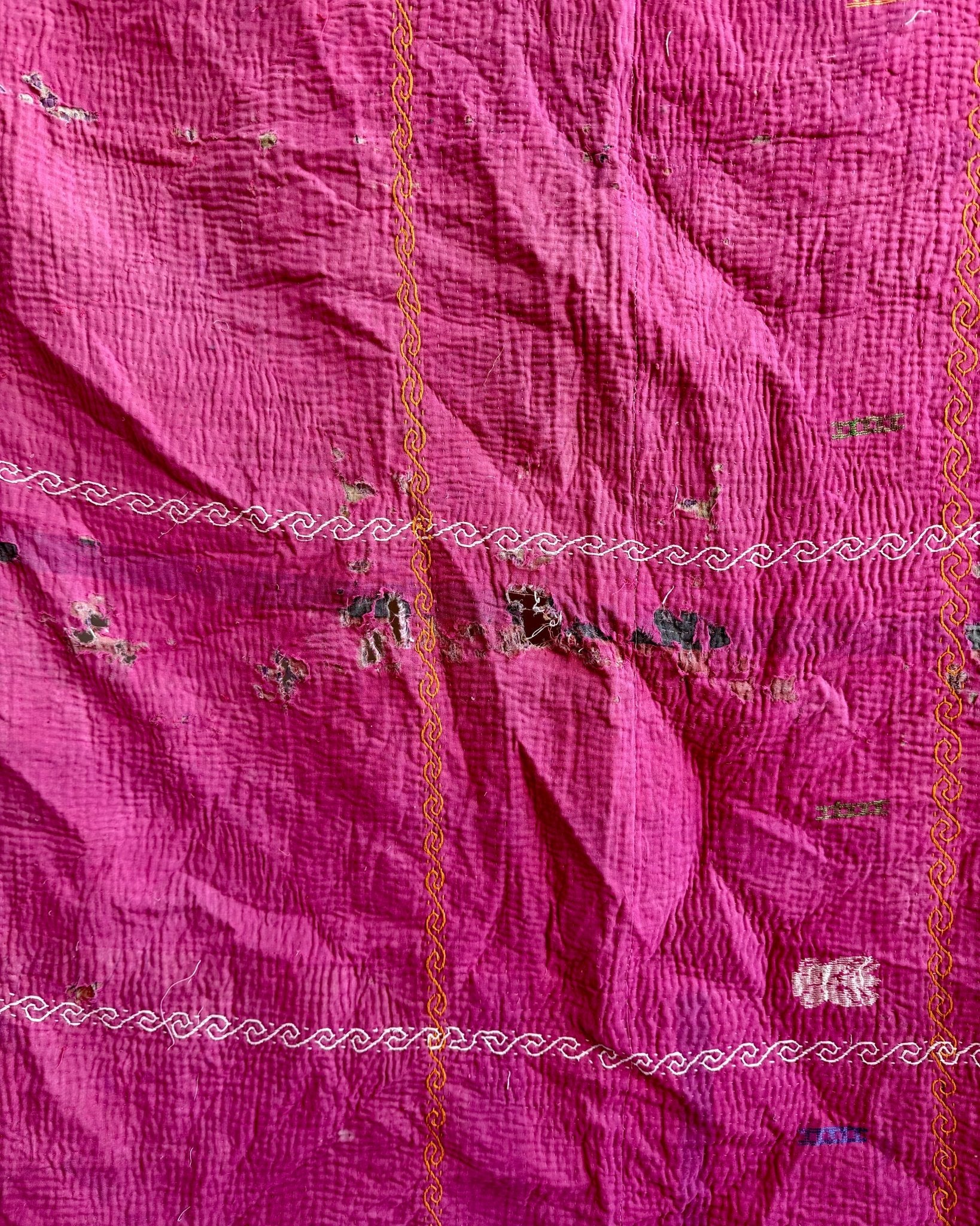 Project Kantha Quilt: Pink and Blue With Embroidery - Biggs & Hill