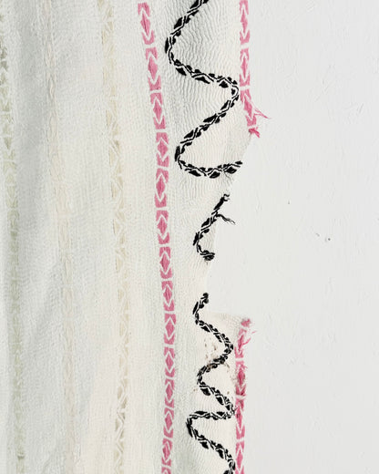 Project Kantha Quilt: White Nakshi Kantha With Tree Of Life Embroidery