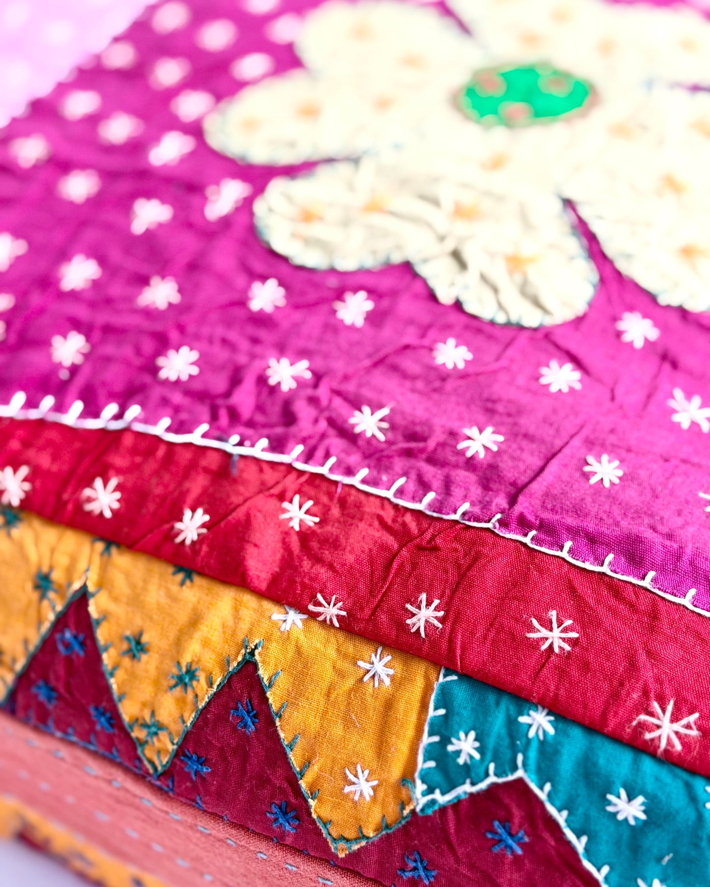 Large Square Patchwork Cotton Floor Cushion Cover