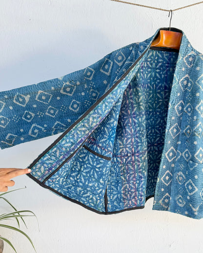 Índigo Printed Kantha Jacket