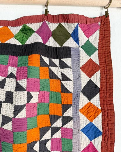 Small Ralli Quilt In Geometric Patchwork - Biggs & Hill