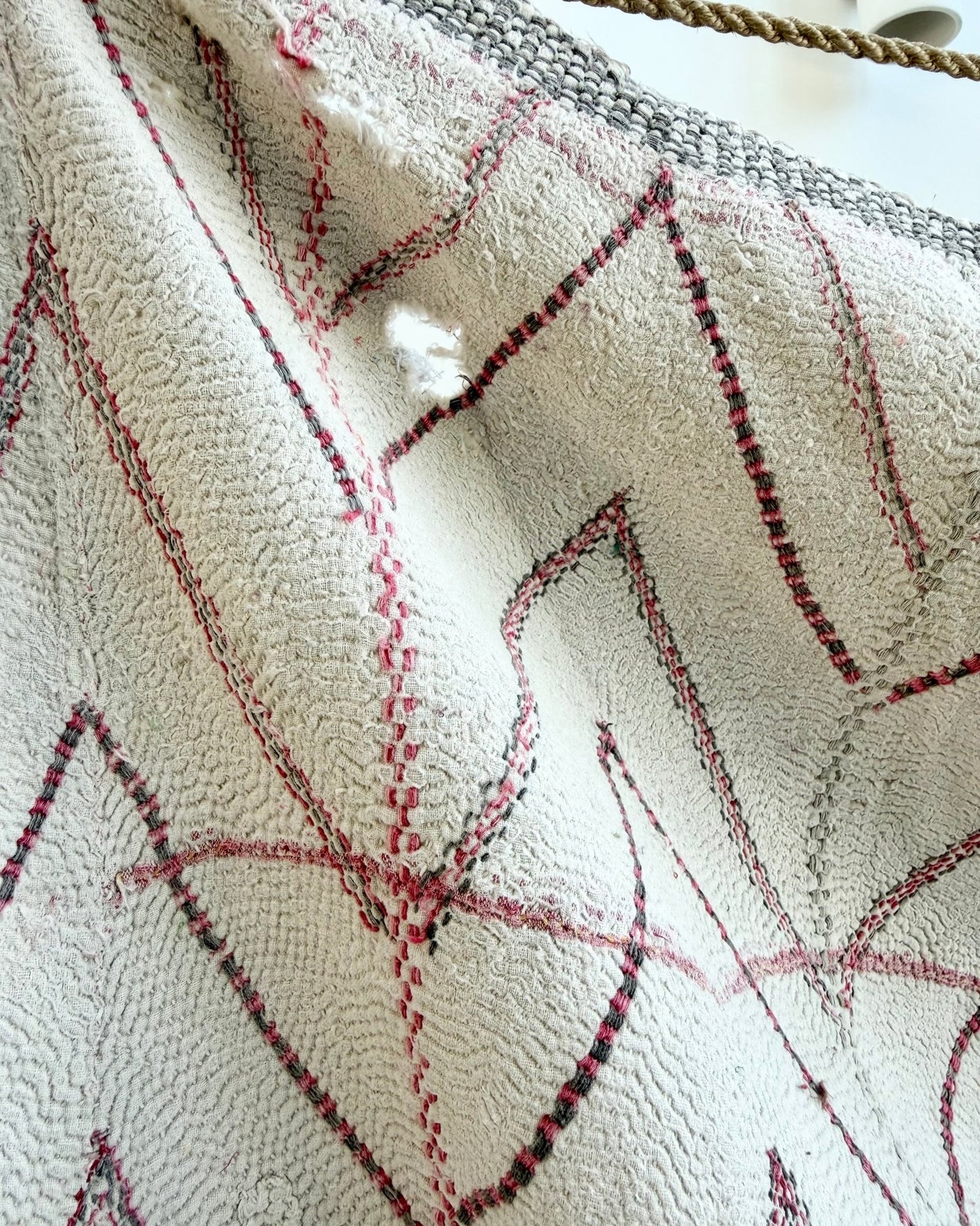 Project Kantha Quilt: Large Nakshi Kantha With Zig Zag Embroidery - Biggs & Hill