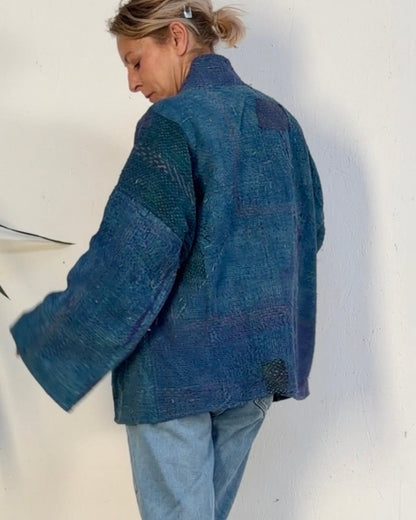 Índigo Printed Kantha Jacket