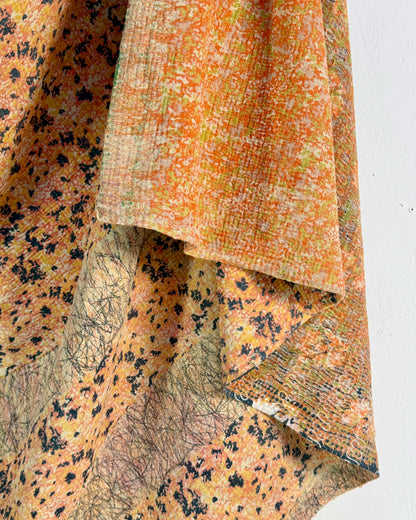 Extra Large Large Fine Stitched Vintage Kantha Quilt in Peachy Pink