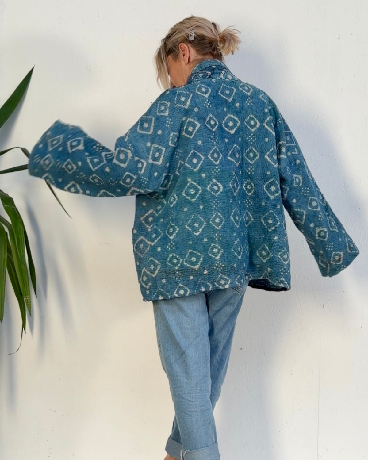 Índigo Printed Kantha Jacket