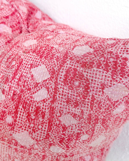 Handmade Vintage Kantha Cushion Cover In Pink- 45cm (18") Square - Biggs & Hill