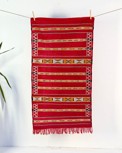 Red Vintage Moroccan Wool Kilim Rug - Biggs & Hill